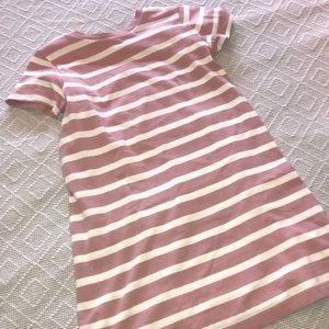 Pink and white striped t-shirt dress
